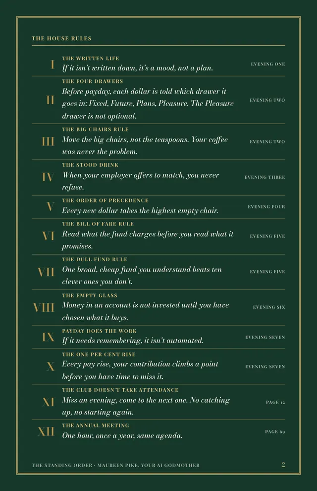 Page 2 of The Standing Order: the twelve House Rules.